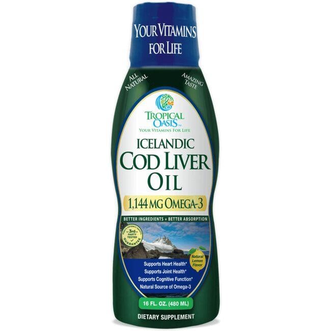 Tropical Oasis Icelandic Cod Liver Oil - Lemon Supplement Vitamin 1144 mg 16 fl oz Liquid