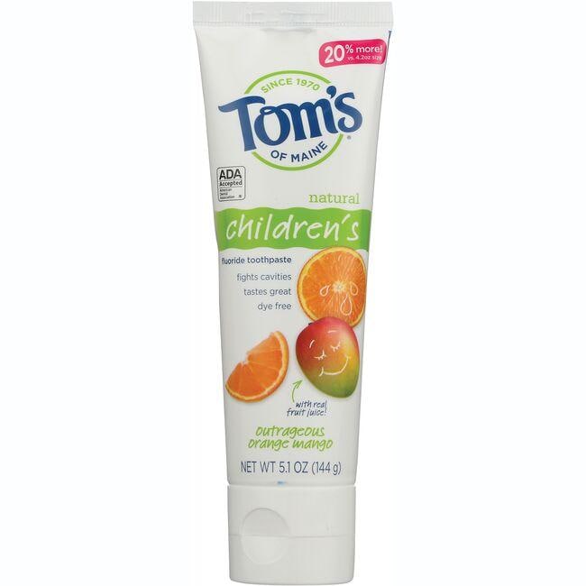 Toms of Maine Natural Childrens Fluoride Toothpaste - Orange Mango 5.1 oz Paste