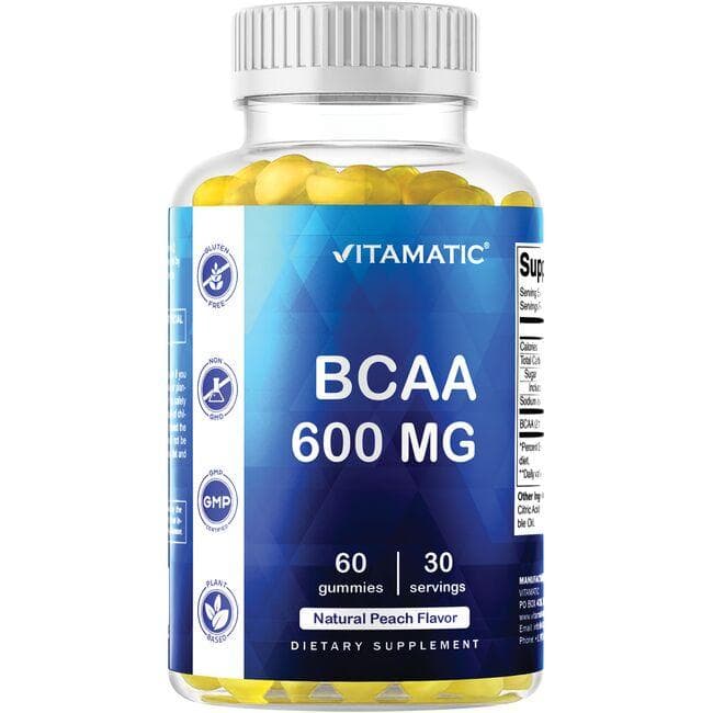 Vitamatic Bcaa Gummies - Peach Supplement Vitamin | 600 mg | 60 Gummies