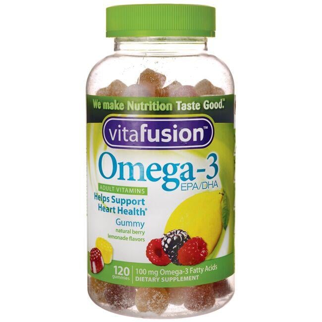 Vitafusion Omega-3 Adult Vitamins - Natural Berry Lemonade Flavors 120 Gummies