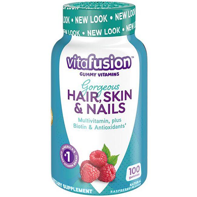Vitafusion Gorgeous Hair, Skin & Nails Gummies - Raspberry Vitamin | 100 Gummies