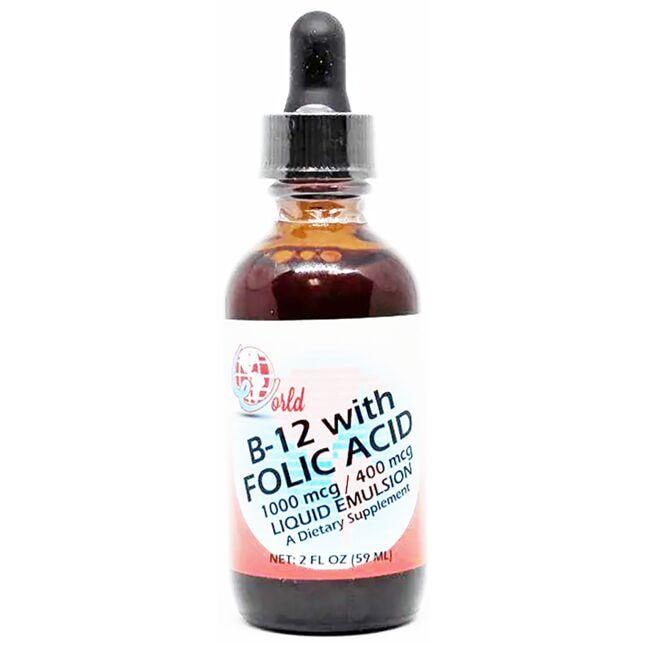World Organic B-12 with Folic Acid Vitamin | 2 fl oz Liquid
