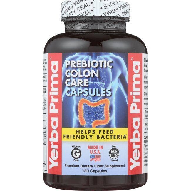 Yerba Prima Prebiotic Colon Care Capsules Supplement Vitamin | 180 Caps | Probiotics