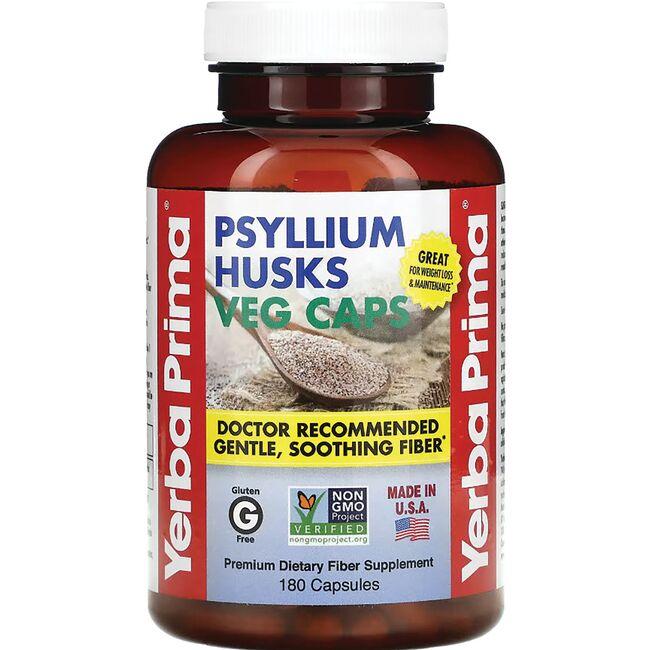 Yerba Prima Psyllium Husks Supplement Vitamin | 180 Veg Caps