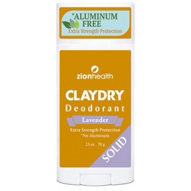 Zion Health Claydry Deodoarant Solid - Lavender Deodorant 2.5 oz Sticks