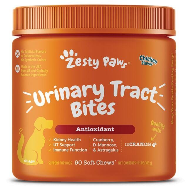 Zesty Paws Cranberry Bladder Bites for Dogs - Chicken Supplement | 90 Chews