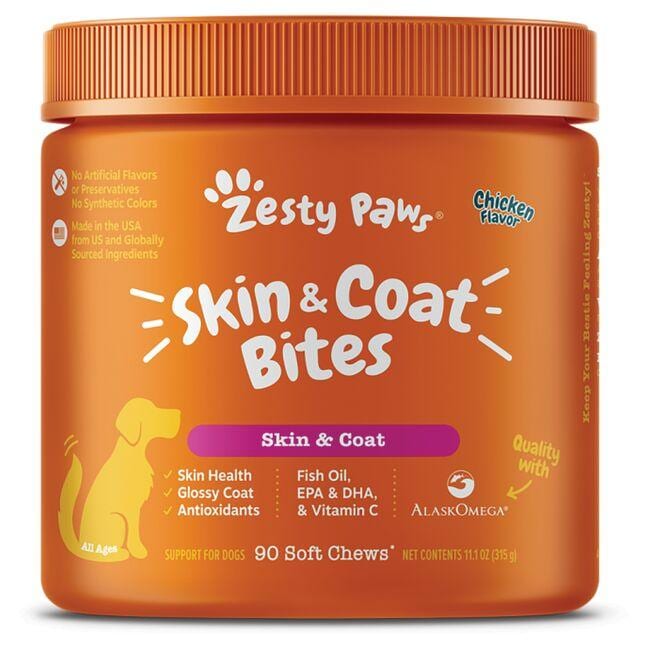 Zesty Paws Omega Bites for Dogs - Chicken Supplement | 90 Chews