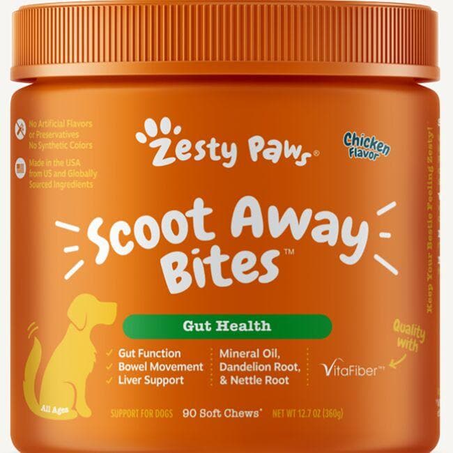 Zesty Paws Scoot Away Bites for Dogs - Chicken Supplement | 90 Chews